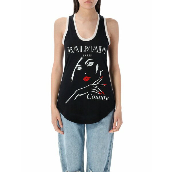 バルマン レディース カットソー トップス Beauty Print Tank Top BLACK
