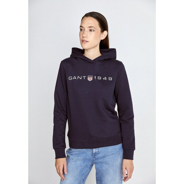 ガント レディース パーカー・スウェットシャツ アウター GRAPHIC HOODIE - Sweatshirt - evening blue