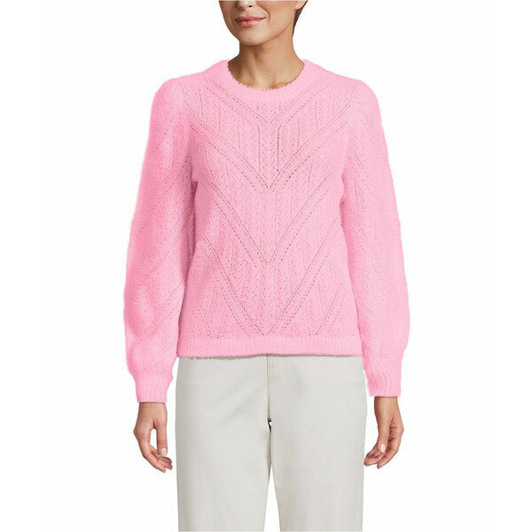 asty㤨֥󥺥 ǥ ˥å&  Women's Eyelash Fuzzy Pointelle Puff Sleeve Sweater Seaside pinkפβǤʤ31,800ߤˤʤޤ