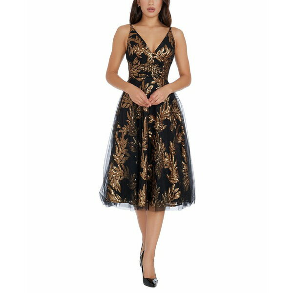 ドレスザポプレーション レディース ワンピース トップス Women's Courtney Sequin and Tulle Dress Gold Multi(4)