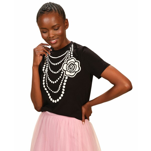 イザックミズラヒ レディース カットソー トップス Women's Printed Short Sleeve T-Shirt Black