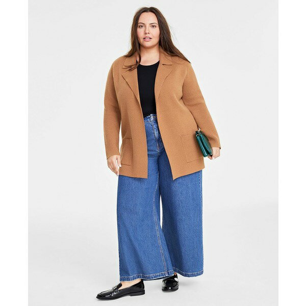 オン サーティフォース レディース ニット&セーター アウター Plus Size Sweater Blazer, Created for Macy's Salty Nut