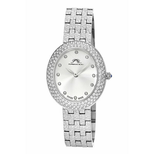 ポルサモンブリュー レディース 腕時計 アクセサリー Women's Angelica Watch with Sunray Dial, Topaz Gemstones and Stainless Steel Bracelet 1344AANS Silver tone