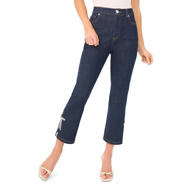 セセ レディース デニムパンツ ボトムス Women's Cropped Flare Bow Detail Mid Rise Jeans Indigo Night(4)