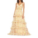 マックダガル レディース ワンピース トップス Floral Tiered Ruffle Gown lemon