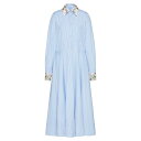 ヴァレンティノ レディース ワンピース トップス Midi Dress In Popeline Classic Stripe azure white