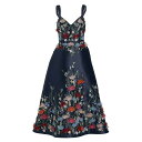 アムサール レディース ワンピース トップス Mikado Floral Appliqu A-Line Dress navy