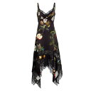 モンス レディース ワンピース トップス Printed Silk Satin Handkerchief Slipdress black print