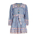 ベル レディース ワンピース トップス Adele Silk-Blend Belted Minidress blue print