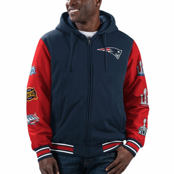 カールバンクス メンズ ジャケット＆ブルゾン アウター New England Patriots GIII Sports by Carl Banks Player Option FullZip Hoodie Navy/Red