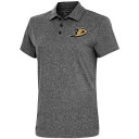 【送料無料】 アンティグア レディース ポロシャツ トップス Anaheim Ducks Antigua Women's Motivated Polo Heather Black