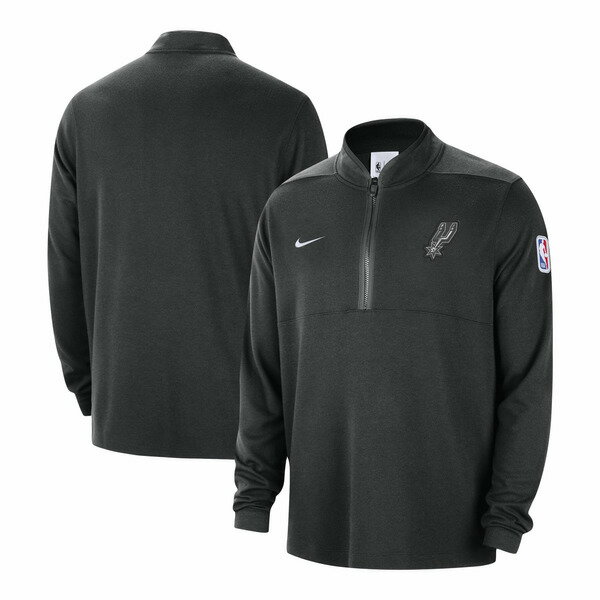 ナイキ メンズ ジャケット＆ブルゾン アウター San Antonio Spurs Nike Authentic Performance HalfZip Jacket Black