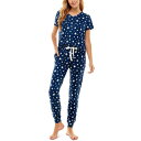 ルーデレイン レディース Tシャツ トップス V-Neck T-Shirt & Jogger Pants Pajama Set Libra Stars Estate Blue