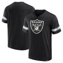 ファナティクス メンズ Tシャツ トップス Las Vegas Raiders Fanatics Branded Jersey Tackle VNeck TShirt Black