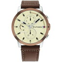 トミー ヒルフィガー メンズ 腕時計 アクセサリー Men's Multifunction Brown Leather Strap Watch 46mm Brown その1