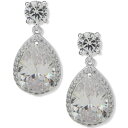 ANC Y sAXECO ANZT[ Silver-Tone Pear-Shape Crystal Halo Drop Earrings White