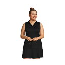 ランズエンド レディース カットソー トップス Women 039 s Plus Size Performance Pique Sleeveless Polo T-Shirt Black