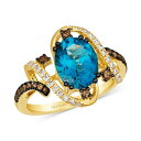 @ Y O ANZT[ Deep Sea Blue Topaz (3 ct. t.w.) & Diamond (3/8 ct. t.w.) Swirl Statement Ring in 14k Gold No Color