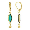 2028 fB[X sAXCO ANZT[ Women's Gold-Tone Crystal Oval Drop Earrings Green