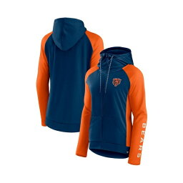 ファナティクス レディース パーカー・スウェットシャツ アウター Women's Branded Navy, Orange Chicago Bears End Around Raglan Full-Zip Hoodie Navy, Orange