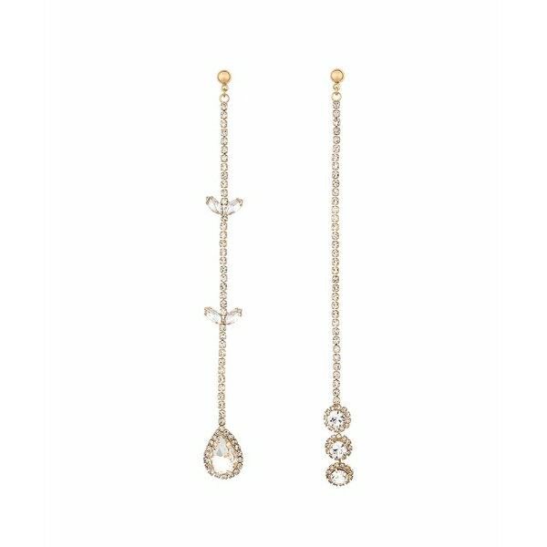 エティカ レディース ピアス＆イヤリング アクセサリー Mix It Up Crystal 18K Gold Plated Asymmetrical Earrings Gold