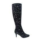 インポ レディース ブーツ シューズ Women's Namora Sequin Stretch Knee High Boots Black - Fabric, Synthetic Polyurethane