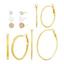 PW[ fB[X sAXCO ANZT[ Gold-Tone 6-Pc. Set Mixed Stone Stud & Hoop Earrings Open Misce