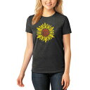 エルエーポップアート レディース カットソー トップス Women's Premium Blend Sunflower Word Art T-shirt Black