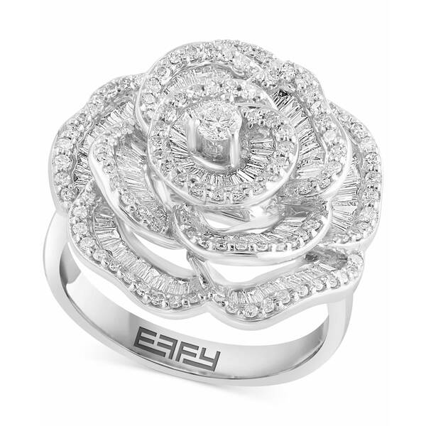 エフィー コレクション メンズ リング アクセサリー EFFY® Diamond Baguette & Round Rose Ring (1-1/3 ct. t.w.) in 14k White Gold 14K White Gold