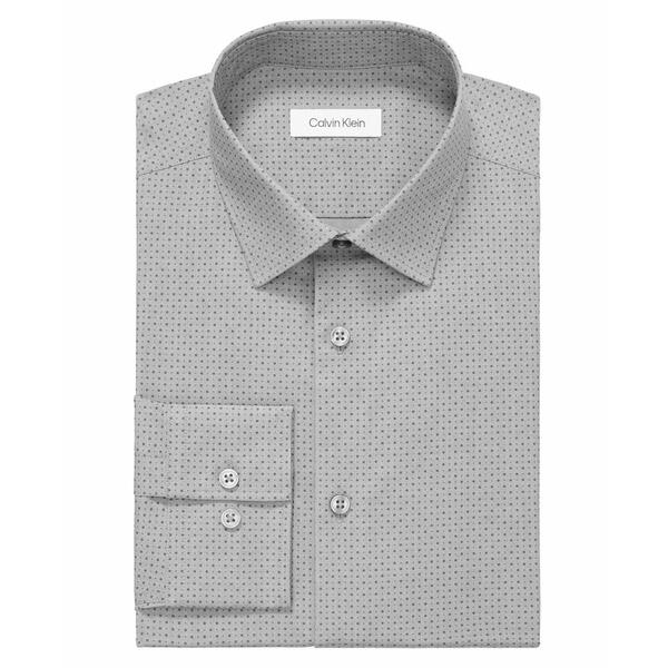カルバン・クライン カルバンクライン メンズ シャツ トップス Men's Refined Cotton Stretch Slim Fit Wrinkle Free Dress Shirt Gray
