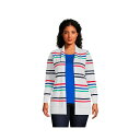 ランズエンド レディース ニット セーター アウター Women 039 s Plus Size Cotton Open Long Cardigan Sweater Multi harbor stripe