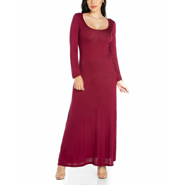 24セブンコンフォート レディース ワンピース トップス Women s Long Sleeve T-Shirt Maxi Dress Wine