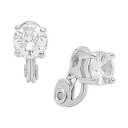 ANC Y sAXECO ANZT[ Crystal Solitaire E-Z Comfort Clip-on Earrings Silver