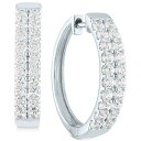 tH[Go[ OE _CY fB[X sAXCO ANZT[ Lab-Grown Diamond Hoop Earrings (1 ct. t.w.) in Sterling Silver White Gold