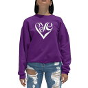 エルエーポップアート レディース カットソー トップス Women's Crewneck Word Art Script Love Heart Sweatshirt Top Purple