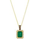 ルヴァン レディース ネックレス・チョーカー・ペンダントトップ アクセサリー Costa Smeralda Emeralds (1-1/5 ct. t.w.) & Diamond (1/4 ct. t.w.) Halo 18