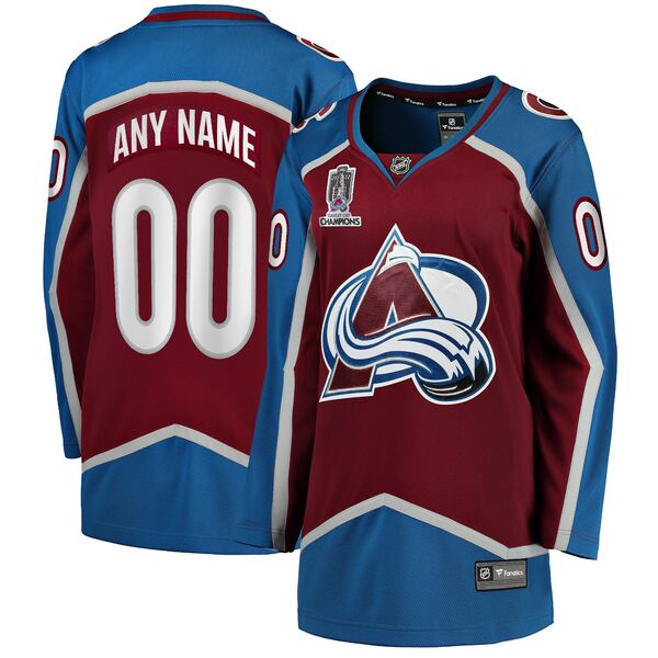 t@ieBNX fB[X jtH[ gbvX Colorado Avalanche Fanatics Branded Women's Home 2022 Stanley Cup Champions Breakaway Custom Jersey Burgundy