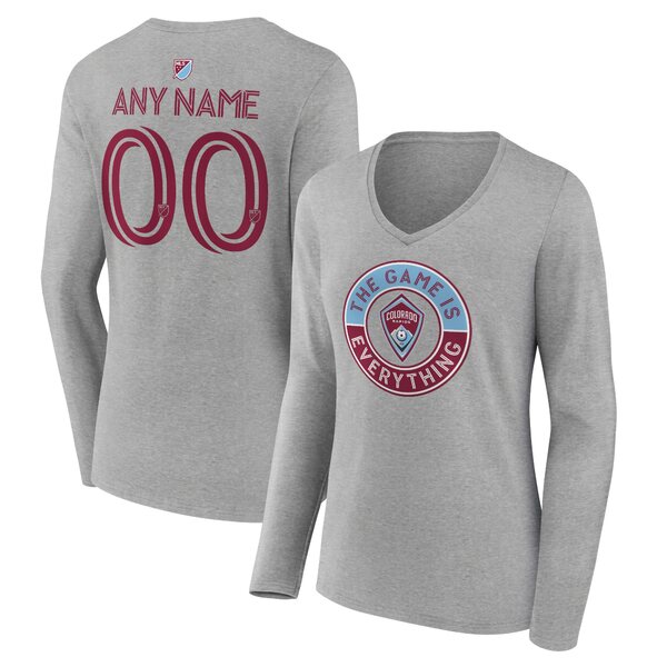 楽天astyファナティクス レディース Tシャツ トップス Colorado Rapids Fanatics Branded Women's The Game Is Everything Personalized Any Name & Number Long Sleeve VNeck TShirt Heather Gray