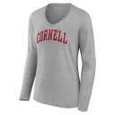 ファナティクス レディース Tシャツ トップス Cornell Big Red Fanatics Branded Women 039 s Basic Arch Long Sleeve VNeck TShirt Gray