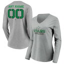 t@ieBNX fB[X TVc gbvX Dallas Stars Fanatics Branded Women's Any Name & Number Personalized Evanston Stencil Long Sleeve VNeck TShirt Gray