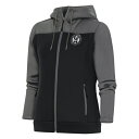 アンティグア レディース パーカー・スウェットシャツ アウター Atlanta United FC Antigua Women's Brushed Metallic Logo Protect FullZip Hoodie Steel/Black