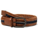 トリーノレザー メンズ ベルト アクセサリー 35 mm Italian Woven Herringbone Stretch Saddle/Navy