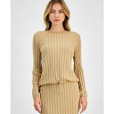 バースリー レディース カットソー トップス Women's Ribbed Drawstring Sweater, Exclusively at Macy's Toasted Sesame(4)