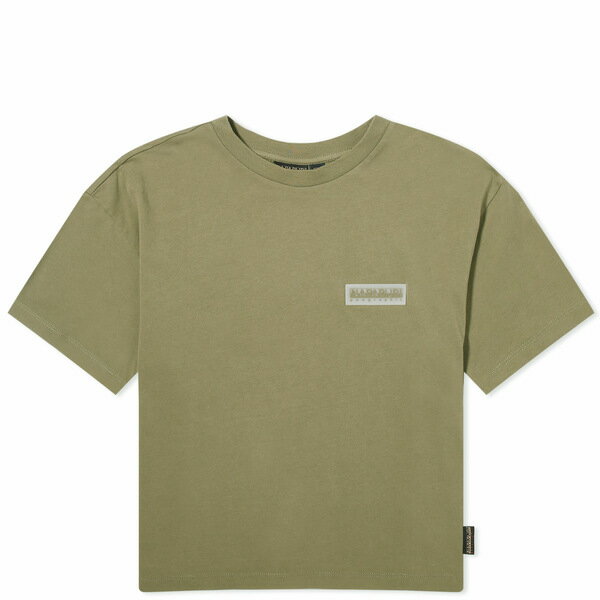 ナパピリ レディース シャツ トップス Napapijri Patch Logo Cropped T-Shirt Green