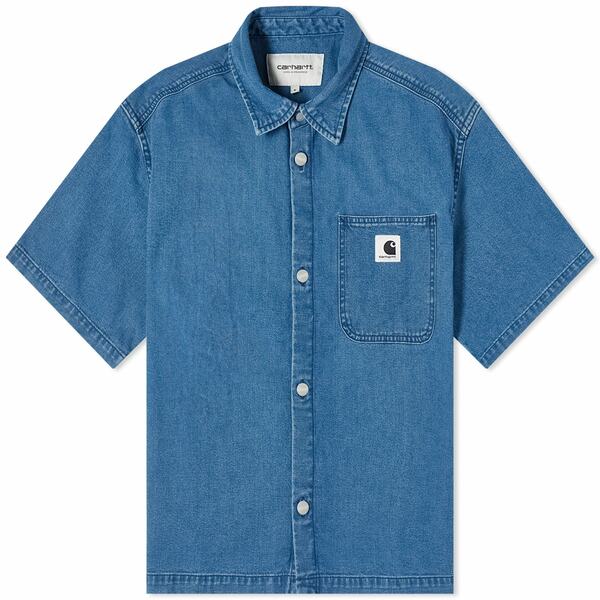 カーハート レディース シャツ トップス Carhartt WIP Short Sleeve Lovilia Shirt Blue