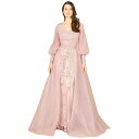 ララ レディース ワンピース トップス Women's Long Sleeve Lace Gown with Removable Over Skirt Dusty purple