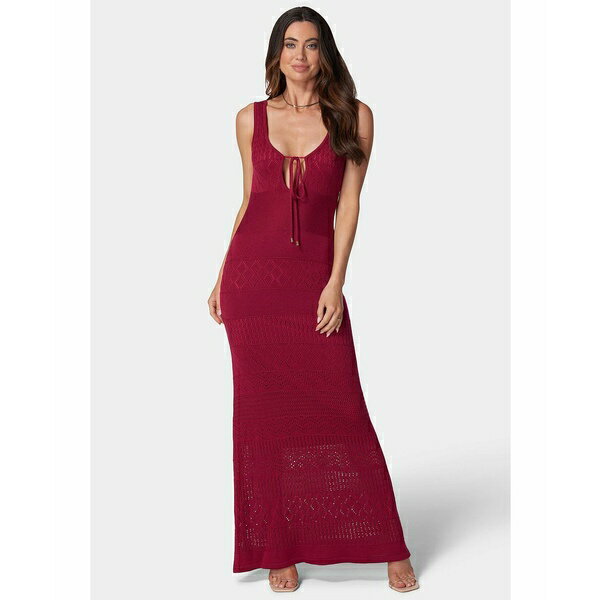 ベベ レディース ワンピース トップス Women's Crochet Maxi Tank Dress Berry