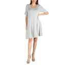 24セブンコンフォート レディース ワンピース トップス Soft Flare T-Shirt Dress with Pocket Detail Dark Gray