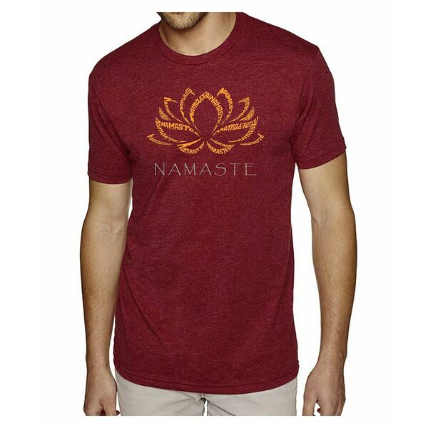 エルエーポップアート メンズ Tシャツ トップス Men's Premium Word Art Namaste T-shirt Dark Red