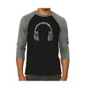 エルエーポップアート メンズ Tシャツ トップス Language Headphones Men's Raglan Word Art T-shirt Gray